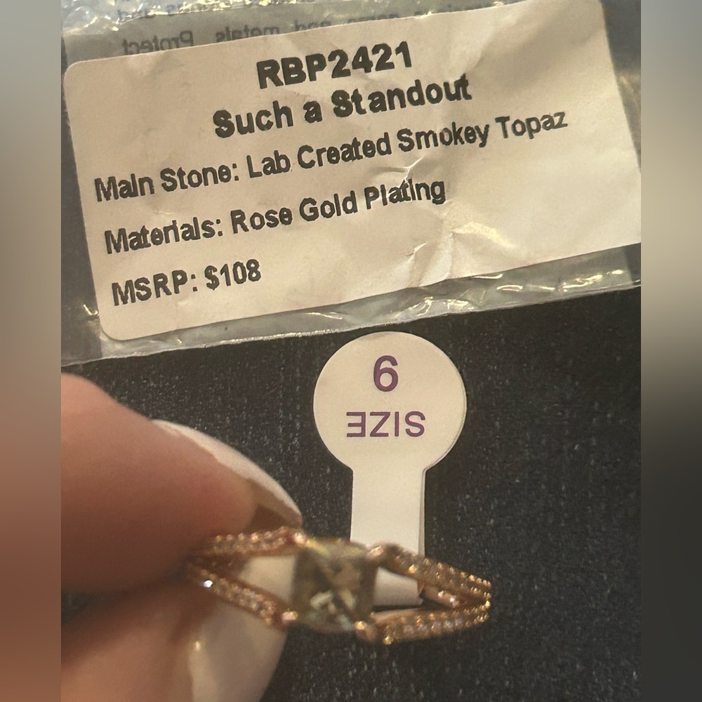 Rose Gold Smokey Topaz Ring – Size 9